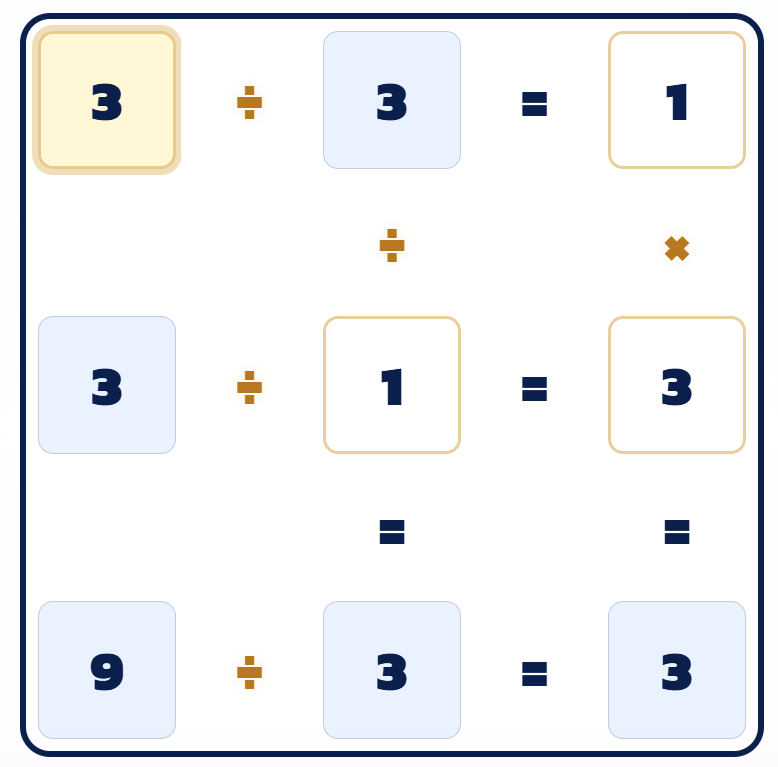 ตัวอย่าง Math Crossword